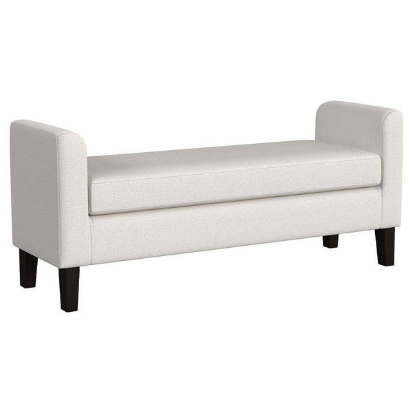 Reyan Accent Bench, Ivory Fabric, Foam Cushions, Black Wood, 60 Inch -BM329654