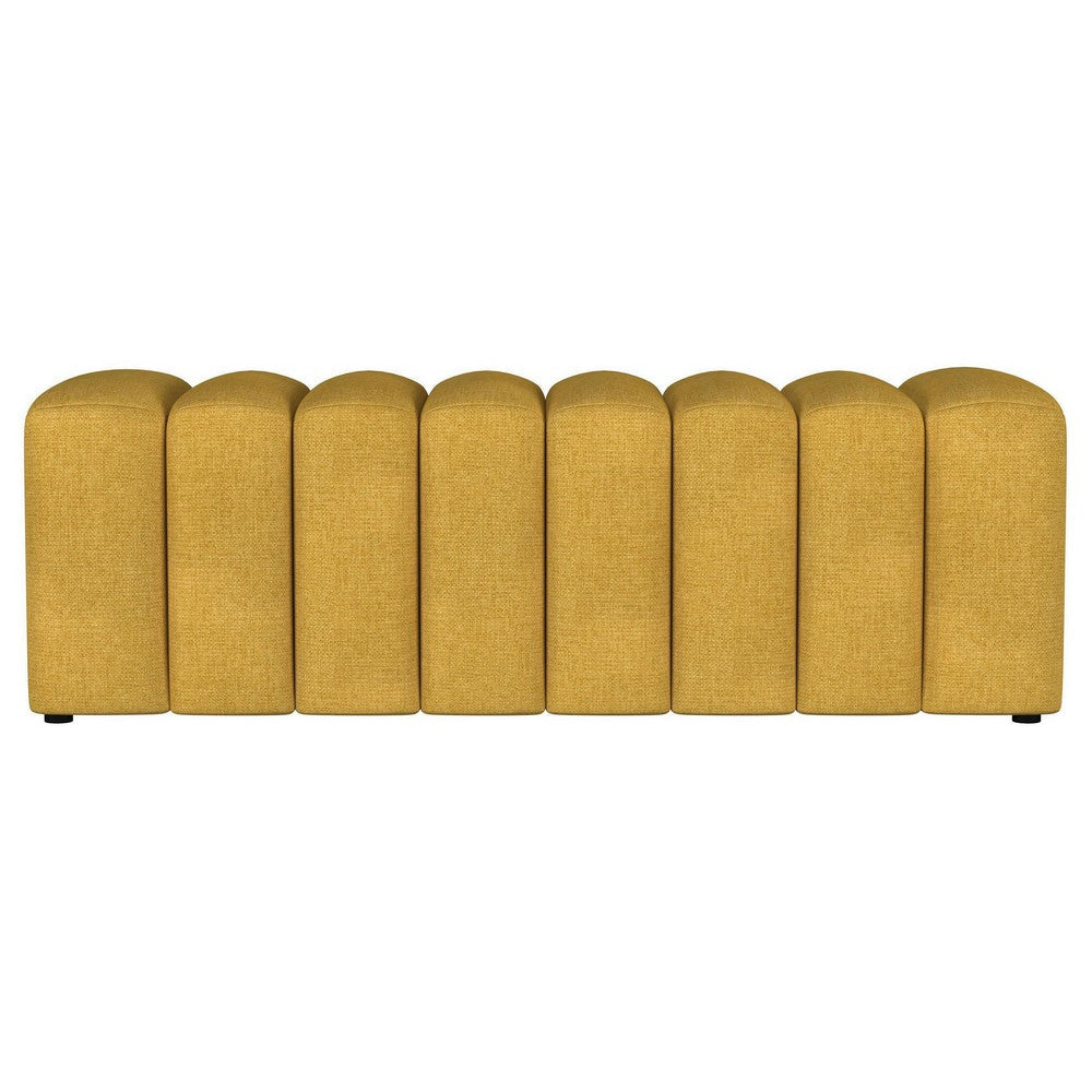 Sanna Accent Bench, Modern Channel Tufted Yellow Fabric, 54 Inch -BM329655