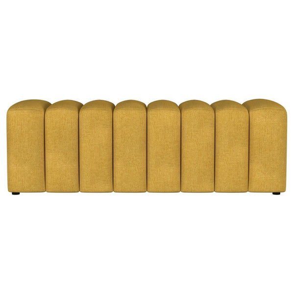 Sanna Accent Bench, Modern Channel Tufted Yellow Fabric, 54 Inch -BM329655