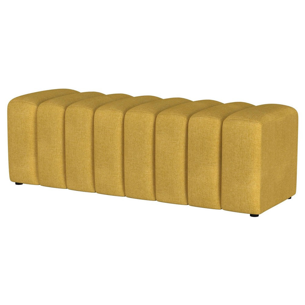 Sanna Accent Bench, Modern Channel Tufted Yellow Fabric, 54 Inch -BM329655