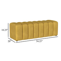 Sanna Accent Bench, Modern Channel Tufted Yellow Fabric, 54 Inch -BM329655