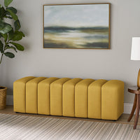 Sanna Accent Bench, Modern Channel Tufted Yellow Fabric, 54 Inch -BM329655