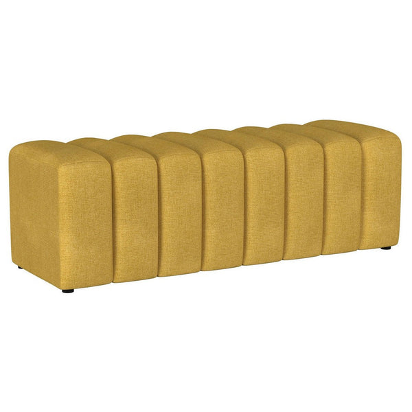 Sanna Accent Bench, Modern Channel Tufted Yellow Fabric, 54 Inch -BM329655