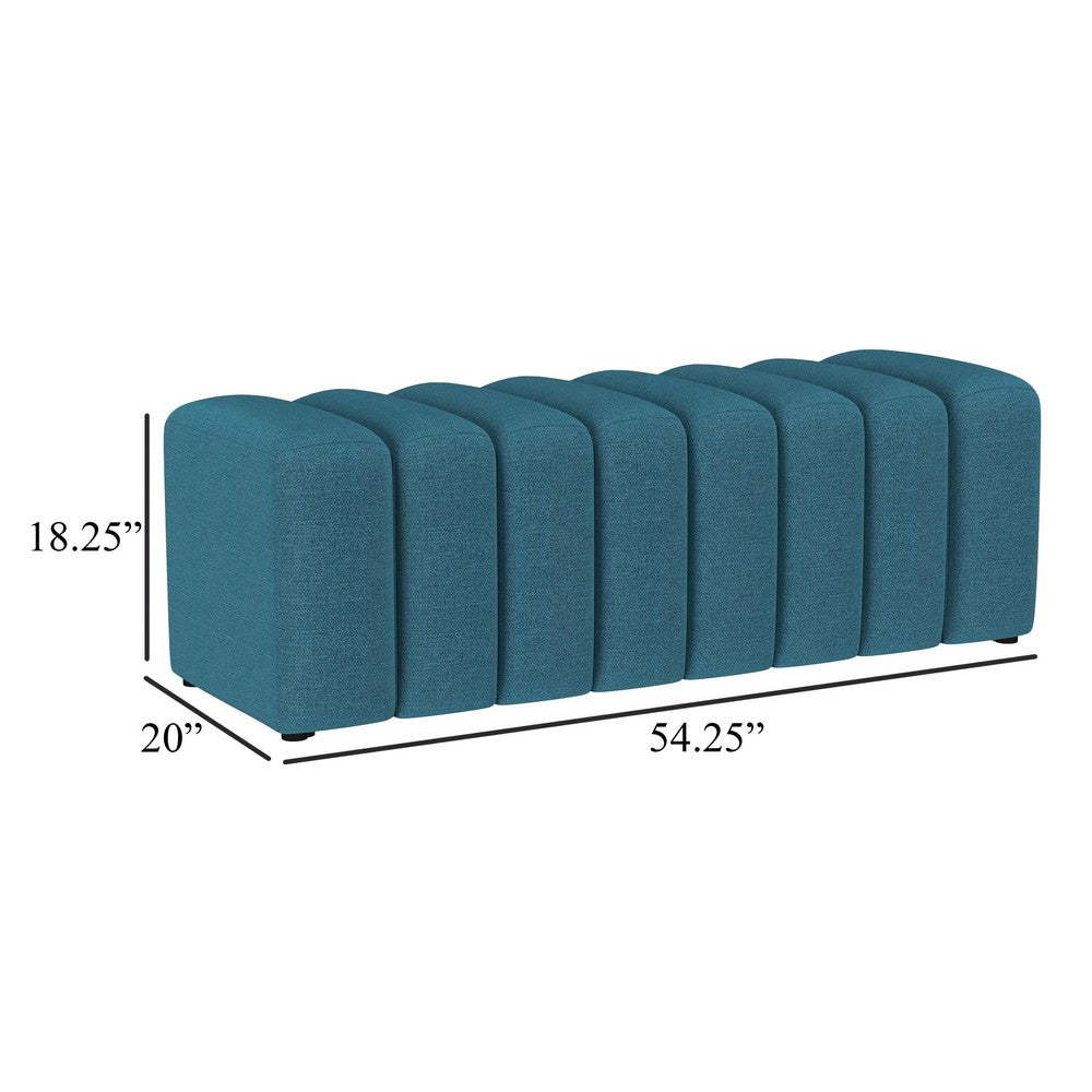 Sanna Accent Bench, Modern Channel Tufted Peacock Blue, 54 Inch -BM329656