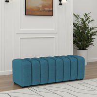 Sanna Accent Bench, Modern Channel Tufted Peacock Blue, 54 Inch -BM329656