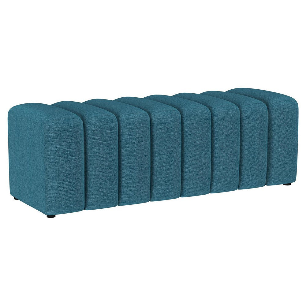 Sanna Accent Bench, Modern Channel Tufted Peacock Blue, 54 Inch -BM329656