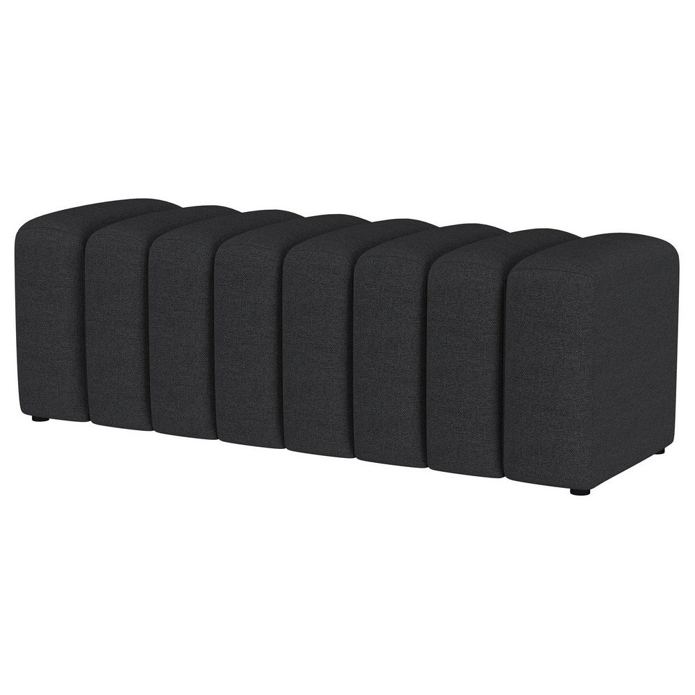 Sanna Accent Bench, Modern Channel Tufted Charcoal Black, 54 Inch -BM329657