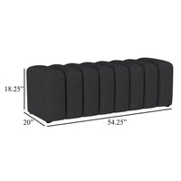 Sanna Accent Bench, Modern Channel Tufted Charcoal Black, 54 Inch -BM329657
