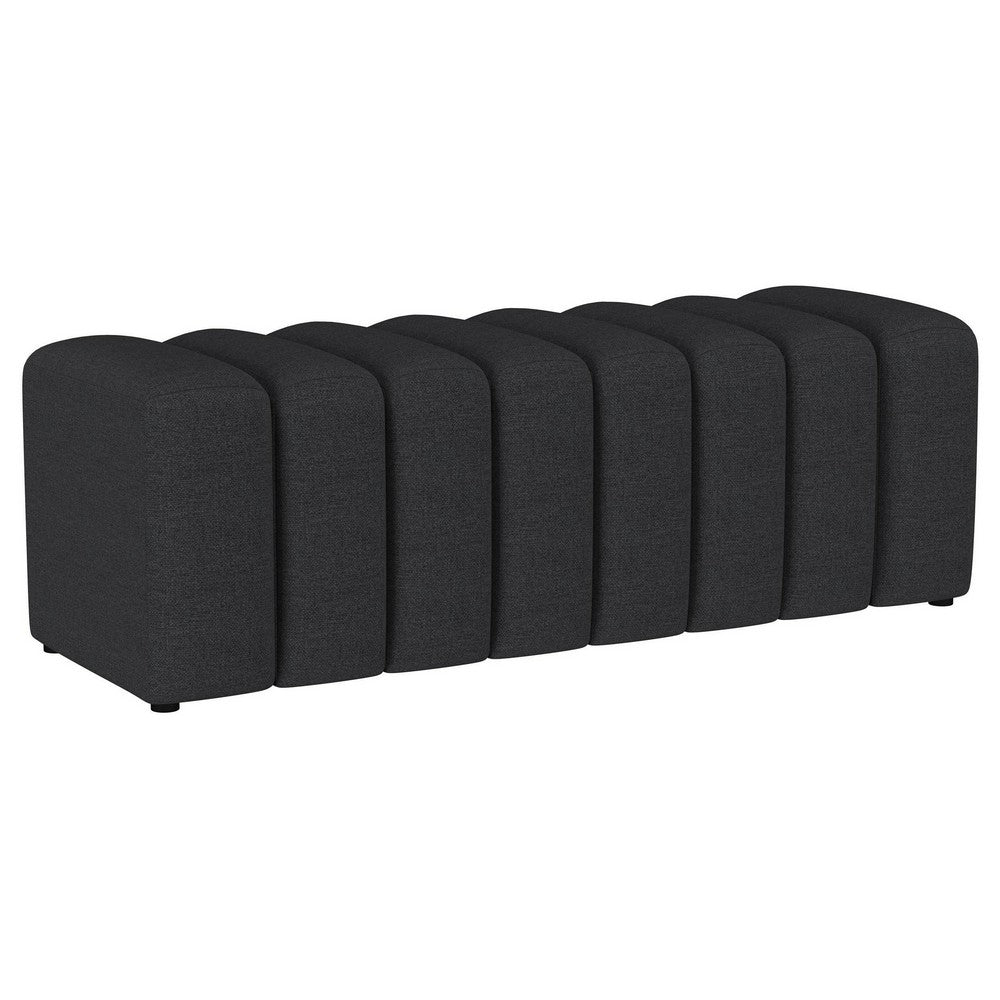 Sanna Accent Bench, Modern Channel Tufted Charcoal Black, 54 Inch -BM329657
