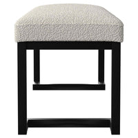 Mezza Accent Bench, Tufted Ivory Boucle Fabric, Black Metal, 48 Inch -BM329658