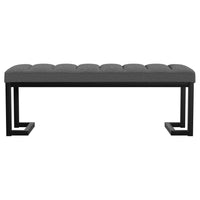 Mezza Accent Bench, Tufted Gray Boucle Fabric, Black Metal, 48 Inch -BM329659