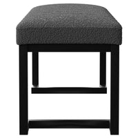 Mezza Accent Bench, Tufted Gray Boucle Fabric, Black Metal, 48 Inch -BM329659