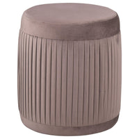 Tiana Ottoman, Mauve Fabric Pleated Design, Round 18 Inch, Wood Frame -BM329663
