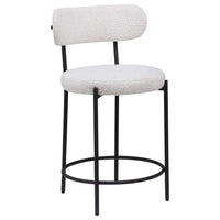 Winona Counter Height Chair Set of 2, White Boucle, Black Metal 25in -BM329682