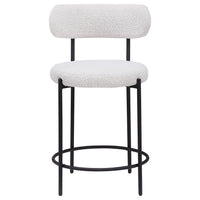 Winona Counter Height Chair Set of 2, White Boucle, Black Metal 25in -BM329682