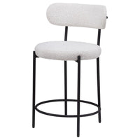 Winona Counter Height Chair Set of 2, White Boucle, Black Metal 25in -BM329682