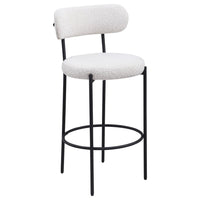 Winona Bar Height Chair Set of 2, White Boucle, Black Metal 30 Inch -BM329683