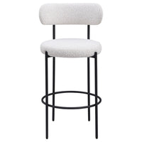 Winona Bar Height Chair Set of 2, White Boucle, Black Metal 30 Inch -BM329683