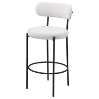 Winona Bar Height Chair Set of 2, White Boucle, Black Metal 30 Inch -BM329683