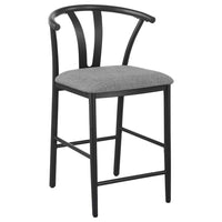 Dola Counter Height Chair Set of 2, Gray Fabric, Black Metal 25 Inch -BM329685