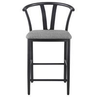 Dola Counter Height Chair Set of 2, Gray Fabric, Black Metal 25 Inch -BM329685