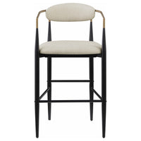 Tiara Bar Chair Set of 2, Beige Fabric, Gold Black Metal 30 Inch -BM329686