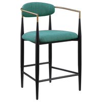 Tiara Counter Height Chair Set of 2, Teal Green, Black Metal 25 Inch -BM329689