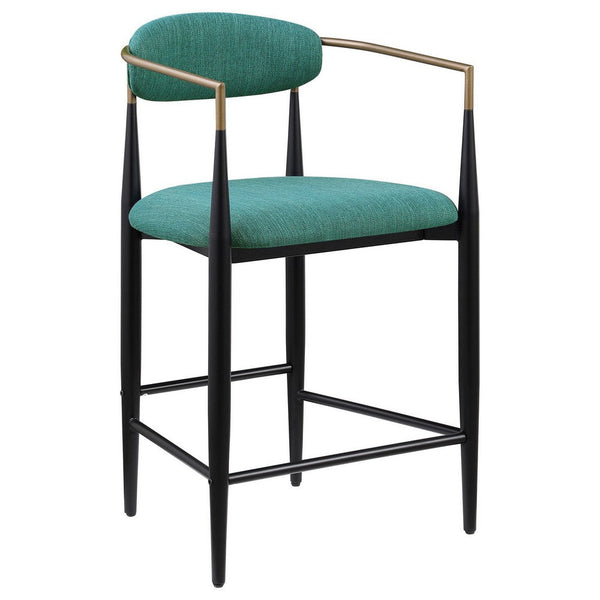Tiara Counter Height Chair Set of 2, Teal Green, Black Metal 25 Inch -BM329689