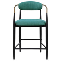 Tiara Counter Height Chair Set of 2, Teal Green, Black Metal 25 Inch -BM329689