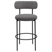 Winona Bar Chair Set of 2, Gray Boucle Fabric, Black Metal 30 Inch -BM329692