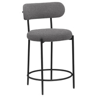 Winona Counter Height Chair Set of 2, Gray Boucle, Black Metal 25 Inch -BM329693