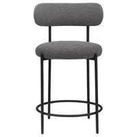Winona Counter Height Chair Set of 2, Gray Boucle, Black Metal 25 Inch -BM329693