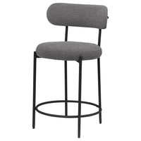 Winona Counter Height Chair Set of 2, Gray Boucle, Black Metal 25 Inch -BM329693