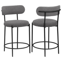 Winona Counter Height Chair Set of 2, Gray Boucle, Black Metal 25 Inch -BM329693