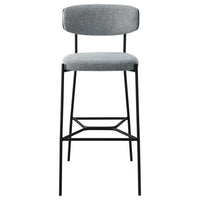 Ellina Pub Height Bar Chair Set of 2, Gray Fabric, Black Metal 30 Inch -BM329694