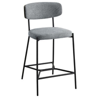 Ellina Counter Height Chair Set of 2, Gray Fabric, Black, 24 Inch -BM329695