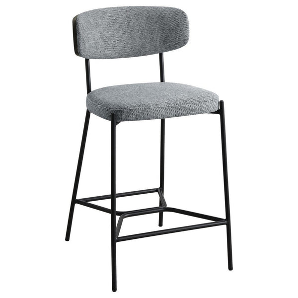 Ellina Counter Height Chair Set of 2, Gray Fabric, Black, 24 Inch -BM329695
