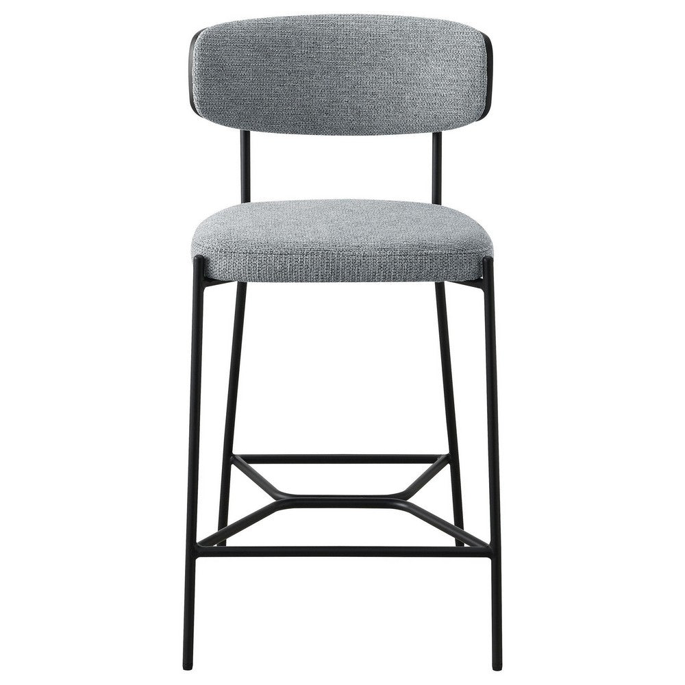 Ellina Counter Height Chair Set of 2, Gray Fabric, Black, 24 Inch -BM329695