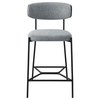 Ellina Counter Height Chair Set of 2, Gray Fabric, Black, 24 Inch -BM329695