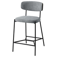 Ellina Counter Height Chair Set of 2, Gray Fabric, Black, 24 Inch -BM329695