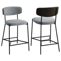 Ellina Counter Height Chair Set of 2, Gray Fabric, Black, 24 Inch -BM329695