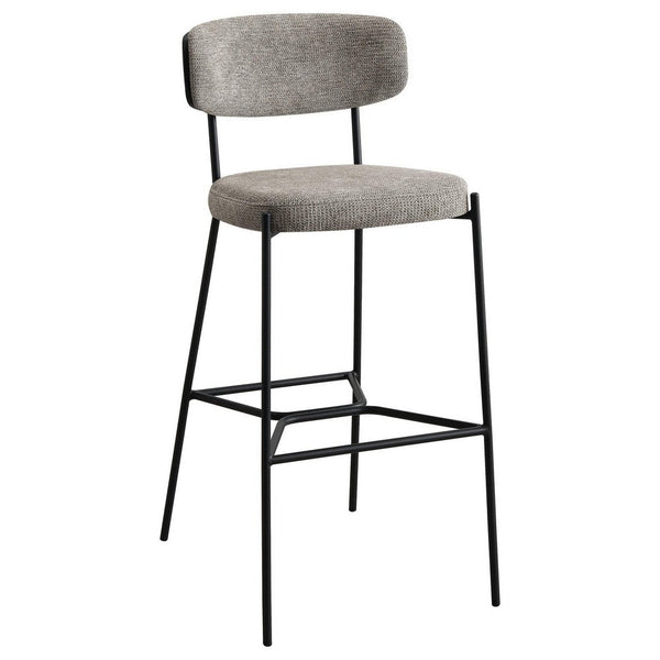 Ellina Pub Height Bar Chair Set of 2, Taupe Fabric, Black, 30 Inch -BM329696