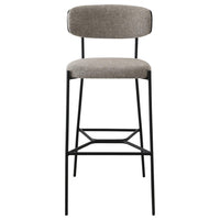 Ellina Pub Height Bar Chair Set of 2, Taupe Fabric, Black, 30 Inch -BM329696