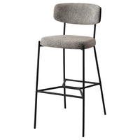 Ellina Pub Height Bar Chair Set of 2, Taupe Fabric, Black, 30 Inch -BM329696