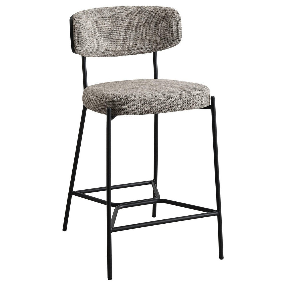 Ellina Counter Height Chair Set of 2, Taupe Fabric, Black, 24 Inch -BM329697