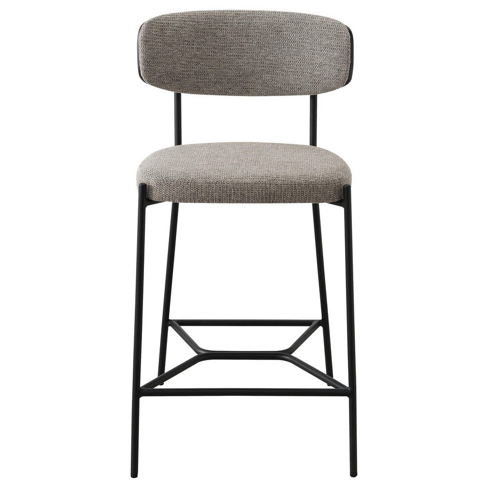 Ellina Counter Height Chair Set of 2, Taupe Fabric, Black, 24 Inch -BM329697