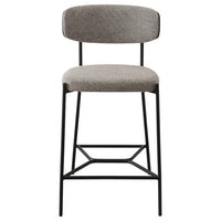 Ellina Counter Height Chair Set of 2, Taupe Fabric, Black, 24 Inch -BM329697
