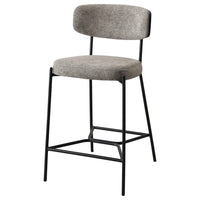 Ellina Counter Height Chair Set of 2, Taupe Fabric, Black, 24 Inch -BM329697