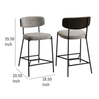 Ellina Counter Height Chair Set of 2, Taupe Fabric, Black, 24 Inch -BM329697