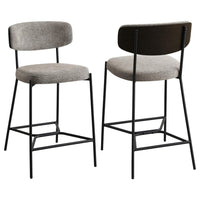 Ellina Counter Height Chair Set of 2, Taupe Fabric, Black, 24 Inch -BM329697